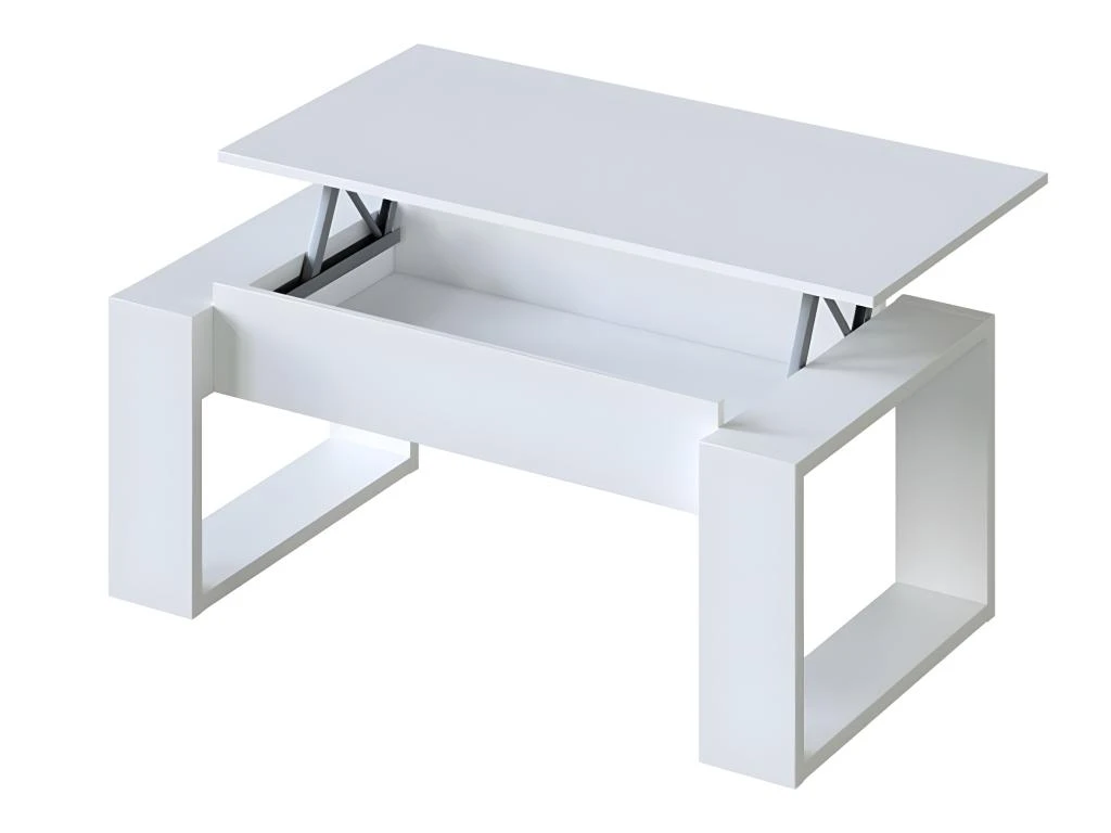 Table Basse à Plateau Relevable Coloris Blanc Artic - Longueur 102 X Profondeur 50 X Hauteur 43/54 Cm 3 Table Basse à Plateau Relevable Coloris Blanc Artic - Longueur 102 X Profondeur 50 X Hauteur 43/54 Cm