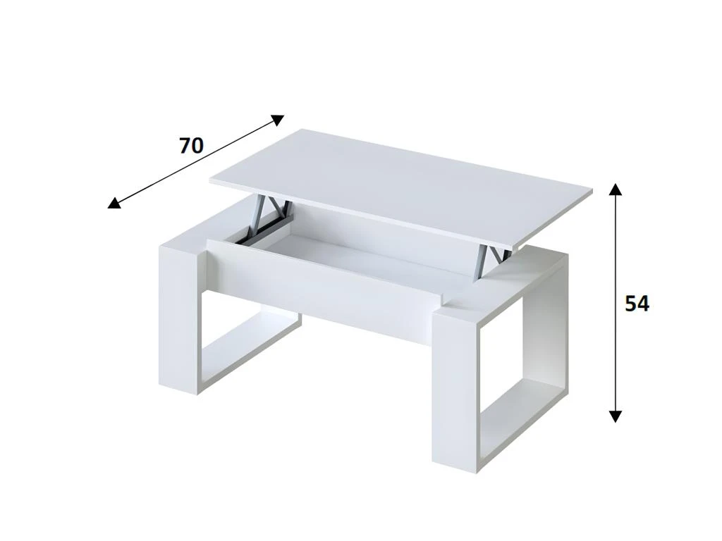 Table Basse à Plateau Relevable Coloris Blanc Artic - Longueur 102 X Profondeur 50 X Hauteur 43/54 Cm 5 Table Basse à Plateau Relevable Coloris Blanc Artic - Longueur 102 X Profondeur 50 X Hauteur 43/54 Cm – Image 3