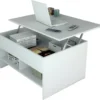 Table Basse Relevable 90 Cm Blanche 3 Niches -Pas Cher Mobiliora Magasin table basse 10151487