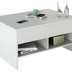 Table Basse Relevable 90 Cm Blanche 3 Niches -Pas Cher Mobiliora Magasin table basse 10151495