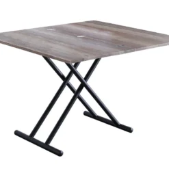 Table Basse Relevable Rectangulaire Extensible Coloris Noyer / Pieds Noir -Longueur 100 X Largeur 50-100 Cm