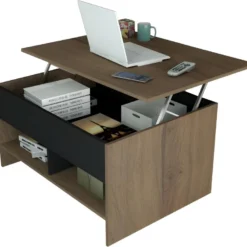 Table Basse Relevable 90 Cm Châtaignier Noir