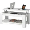 Table Basse Relevable Coloris Blanc Artic - 43 X 102 X 50 Cm -Pas Cher Mobiliora Magasin table basse 10151555