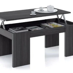 Table Basse à Plateau Relevable Coloris Gris Cendre - Dim : 100 X 50 X 42 Cm