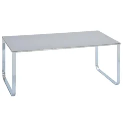 SAMIRA - Table Basse Rectangulaire Grise Plateau Verre