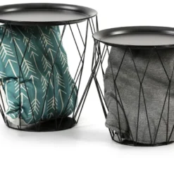 Set De 2 Tables Basses Kabul, Plateau En Noir Et Structure En Métal En Noir 8 Set De 2 Tables Basses Kabul, Plateau En Noir Et Structure En Métal En Noir -Pas Cher Mobiliora Magasin table basse 10585605