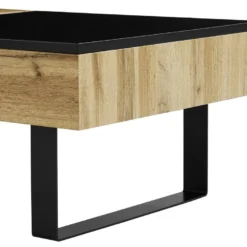 Table Basse Avec Plateau Relevable Et 1 Tiroir - MDF Et Acier - Naturel Et Noir - BALUN -Pas Cher Mobiliora Magasin table basse 10702753