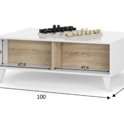 Table Basse Relevable Kira Couleur Chêne/Blanc, 100 Cm Largeur -Pas Cher Mobiliora Magasin table basse 10724351