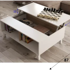 Table Basse Relevable Kira Couleur Chêne/Blanc, 100 Cm Largeur -Pas Cher Mobiliora Magasin table basse 10724353
