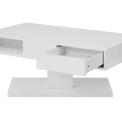 Table Basse Avec Plateau Pivotant, 2 Tiroirs Et 2 Niches - MDF - Blanc Laqué - ILYA 15 Table Basse Avec Plateau Pivotant, 2 Tiroirs Et 2 Niches - MDF - Blanc Laqué - ILYA -Pas Cher Mobiliora Magasin table basse 10727269