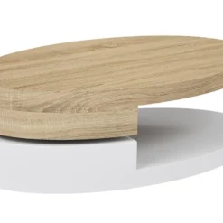 Table Basse Avec Plateau Pivotant - MDF - Naturel Et Blanc - VITALY 17 Table Basse Avec Plateau Pivotant - MDF - Naturel Et Blanc - VITALY -Pas Cher Mobiliora Magasin table basse 10727905