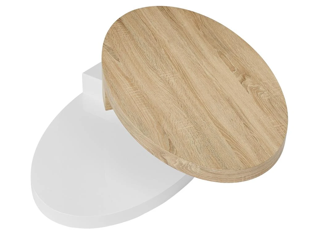 Table Basse Avec Plateau Pivotant - MDF - Naturel Et Blanc - VITALY 8 Table Basse Avec Plateau Pivotant - MDF - Naturel Et Blanc - VITALY – Image 6