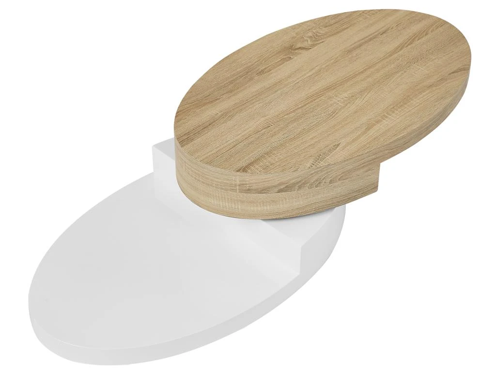 Table Basse Avec Plateau Pivotant - MDF - Naturel Et Blanc - VITALY 9 Table Basse Avec Plateau Pivotant - MDF - Naturel Et Blanc - VITALY – Image 7
