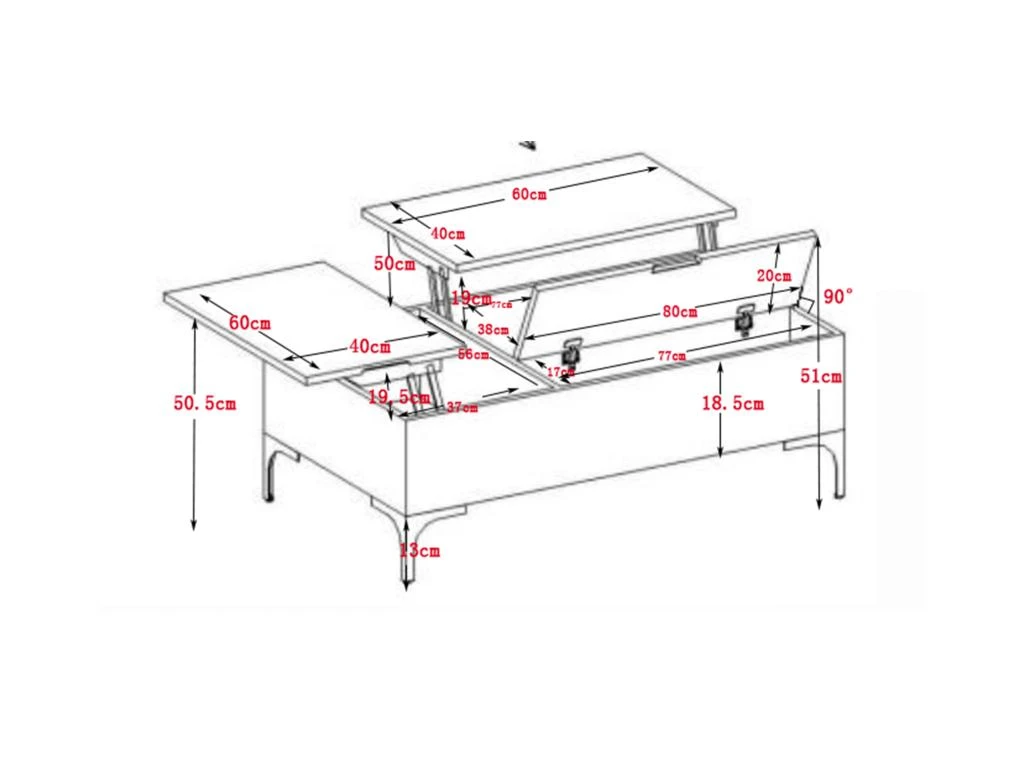 Table Basse Avec 2 Plateaux Relevables Et 1 Porte - MDF Et Acier - Naturel Et Noir - KAYLINO 13 Table Basse Avec 2 Plateaux Relevables Et 1 Porte - MDF Et Acier - Naturel Et Noir - KAYLINO – Image 11