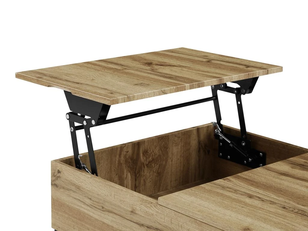 Table Basse Avec 2 Plateaux Relevables Et 1 Porte - MDF Et Acier - Naturel Et Noir - KAYLINO 10 Table Basse Avec 2 Plateaux Relevables Et 1 Porte - MDF Et Acier - Naturel Et Noir - KAYLINO – Image 8