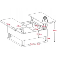 Table Basse Avec 2 Plateaux Relevables - MDF Et Acier - Naturel Et Noir - BALERIN -Pas Cher Mobiliora Magasin table basse 10735403