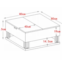 Table Basse Avec 2 Plateaux Relevables - MDF Et Acier - Naturel Et Noir - BALERIN -Pas Cher Mobiliora Magasin table basse 10735405