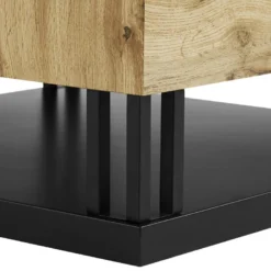 Table Basse Avec 2 Plateaux Relevables - MDF Et Acier - Naturel Et Noir - BALERIN -Pas Cher Mobiliora Magasin table basse 10735419