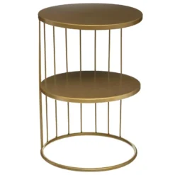 Table D'appoint Design Et Originale En Métal Doré H 52 Cm