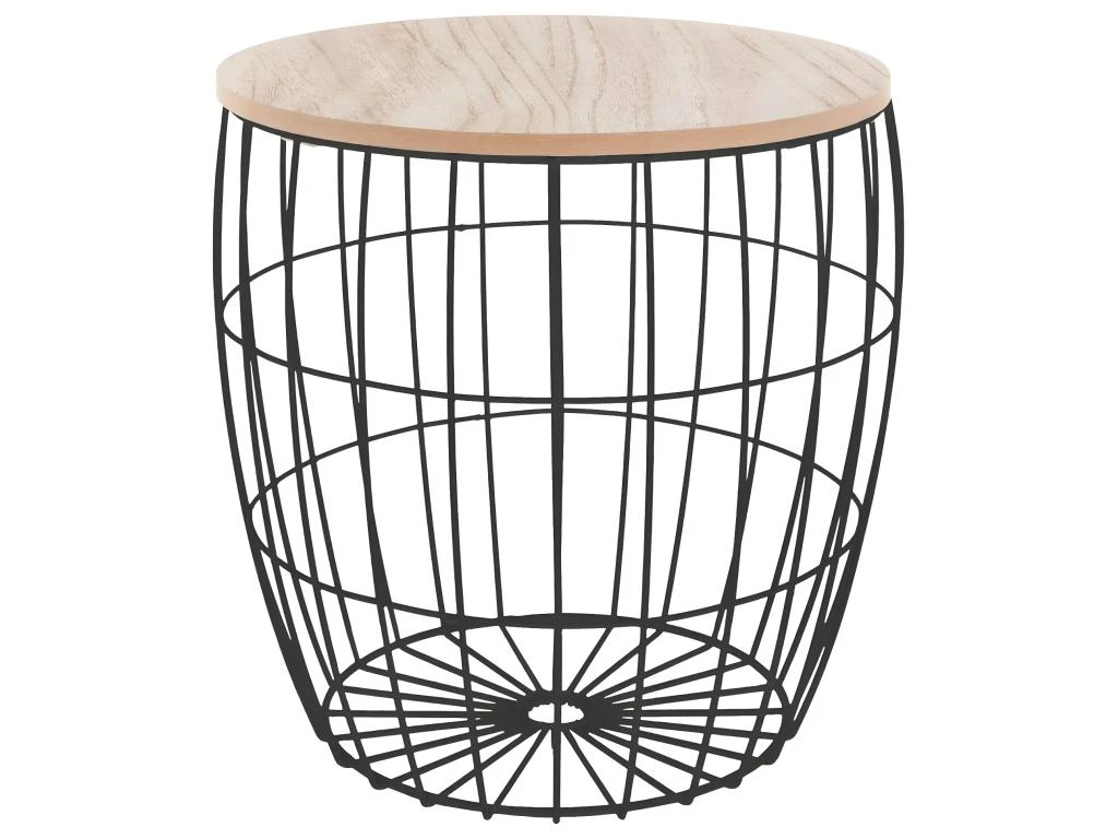 Lot De 3 Tables à Café En Bois Clair Et Métal Noir 5 Lot De 3 Tables à Café En Bois Clair Et Métal Noir – Image 3