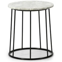 Table Auxiliaire Colombo Avec Plateau En Marbre Blanc Massif Et Pieds Métalliques