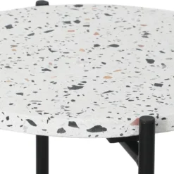 Table Auxiliaire Yala Avec Plateau En Terrazzo Blanc Et Pieds Métalliques En Noir Mat 7 Table Auxiliaire Yala Avec Plateau En Terrazzo Blanc Et Pieds Métalliques En Noir Mat -Pas Cher Mobiliora Magasin table basse 10761751