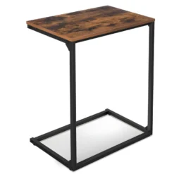 Table D'appoint Bout De Canapé Table De Chevet Table De Lit Pour Chambre Salon Structure Simple Stable Style Industriel 66 Cm Marron Rustique Et Noir 12_0002998