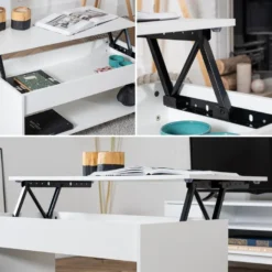 Table Basse Avec Plateau Relevable Blanche HEDDA - HAPPY GARDEN -Pas Cher Mobiliora Magasin table basse 10779691