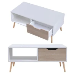Table Basse Avec Tiroir Style Scandinave Blanche FREJA - HAPPY GARDEN -Pas Cher Mobiliora Magasin table basse 10779715