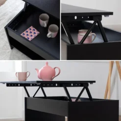 Table Basse Avec Plateau Relevable Noire HEDDA - HAPPY GARDEN -Pas Cher Mobiliora Magasin table basse 10779729