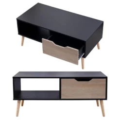 Table Basse Avec Tiroir Style Scandinave Noire FREJA - HAPPY GARDEN 10 Table Basse Avec Tiroir Style Scandinave Noire FREJA - HAPPY GARDEN -Pas Cher Mobiliora Magasin table basse 10779751