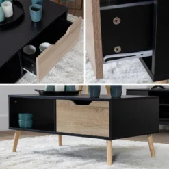 Table Basse Avec Tiroir Style Scandinave Noire FREJA - HAPPY GARDEN 11 Table Basse Avec Tiroir Style Scandinave Noire FREJA - HAPPY GARDEN -Pas Cher Mobiliora Magasin table basse 10779753