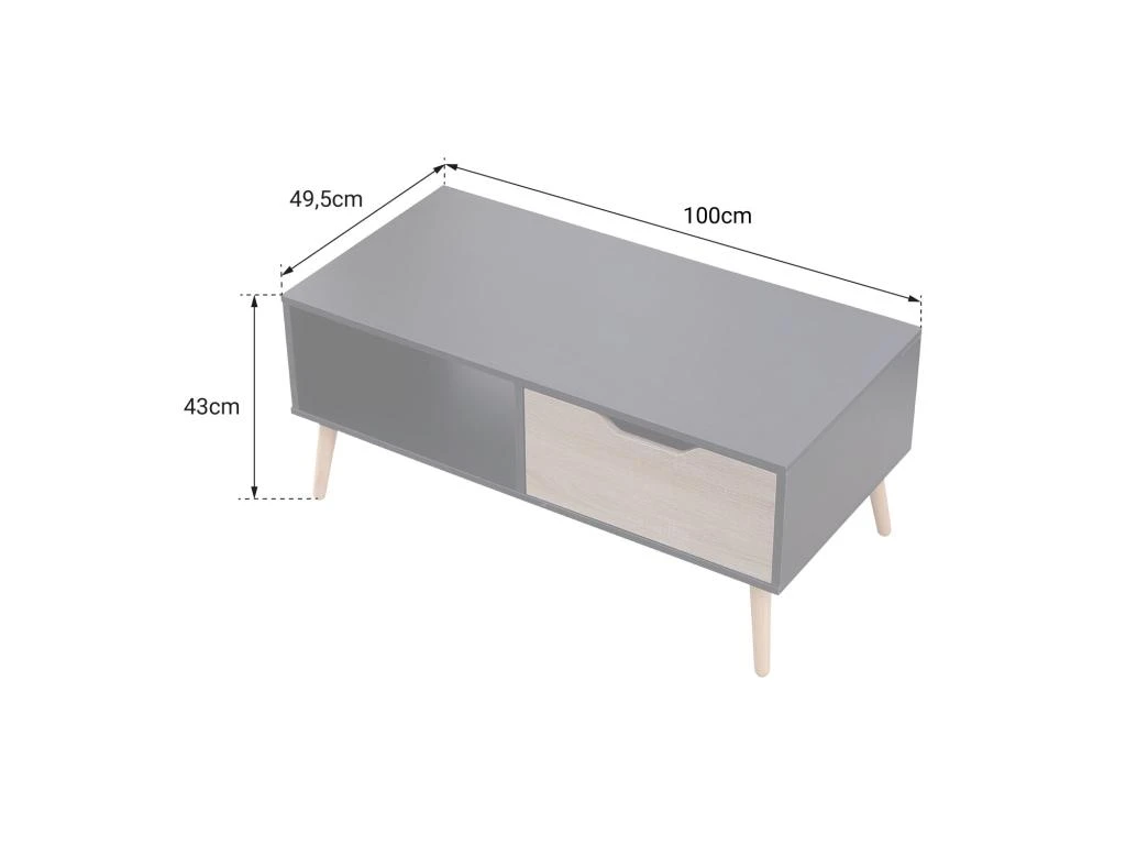 Table Basse Avec Tiroir Style Scandinave Noire FREJA - HAPPY GARDEN 7 Table Basse Avec Tiroir Style Scandinave Noire FREJA - HAPPY GARDEN – Image 5