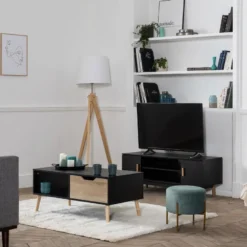 Table Basse Avec Tiroir Style Scandinave Noire FREJA - HAPPY GARDEN 13 Table Basse Avec Tiroir Style Scandinave Noire FREJA - HAPPY GARDEN -Pas Cher Mobiliora Magasin table basse 10779757