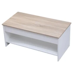 Table Basse Avec Plateau Relevable Blanche Et Bois HEDDA - HAPPY GARDEN 10 Table Basse Avec Plateau Relevable Blanche Et Bois HEDDA - HAPPY GARDEN -Pas Cher Mobiliora Magasin table basse 10779773