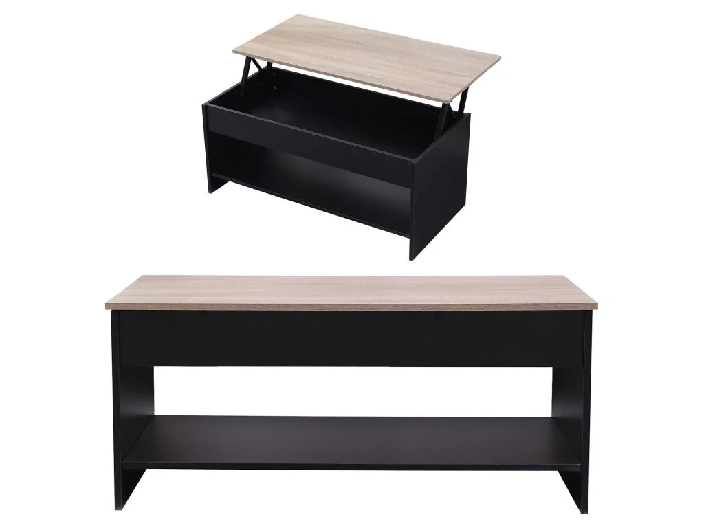 Table Basse Avec Plateau Relevable Noire Et Bois HEDDA - HAPPY GARDEN 5 Table Basse Avec Plateau Relevable Noire Et Bois HEDDA - HAPPY GARDEN â Image 3