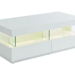 Table Basse 2 Tiroirs Et 2 Niches Avec LEDs - MDF Et Verre Trempé - Blanc Laqué - FABIO II 15 Table Basse 2 Tiroirs Et 2 Niches Avec LEDs - MDF Et Verre Trempé - Blanc Laqué - FABIO II -Pas Cher Mobiliora Magasin table basse 10860979