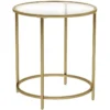 Table D 'appoint Ronde Dessus En Verre Trempé Cadre En Métal Bout De Canapé Table Console Table De Chevet Pour Salon Balcon Doré 12_0001028/2 -Pas Cher Mobiliora Magasin table basse 10872265