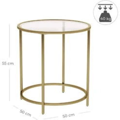 Table D 'appoint Ronde Dessus En Verre Trempé Cadre En Métal Bout De Canapé Table Console Table De Chevet Pour Salon Balcon Doré 12_0001028/2 9 Table D 'appoint Ronde Dessus En Verre Trempé Cadre En Métal Bout De Canapé Table Console Table De Chevet Pour Salon Balcon Doré 12_0001028/2 -Pas Cher Mobiliora Magasin table basse 10872271