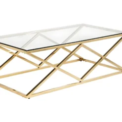 Ensemble Table Basse Dorée CHARLOTTE Et Tapis Bleu, Moutarde Et Gris CAMDEN -Pas Cher Mobiliora Magasin table basse 10888695