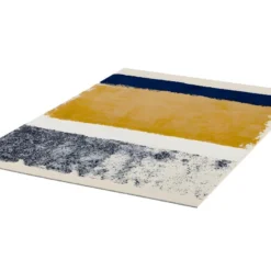 Ensemble Table Basse Dorée CHARLOTTE Et Tapis Bleu, Moutarde Et Gris CAMDEN -Pas Cher Mobiliora Magasin table basse 10888697