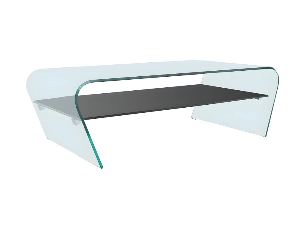 Ensemble Table Basse Transparent Et Noir KELLY Et Tapis Shaggy Anthracite DOLCE 5 Ensemble Table Basse Transparent Et Noir KELLY Et Tapis Shaggy Anthracite DOLCE – Image 3