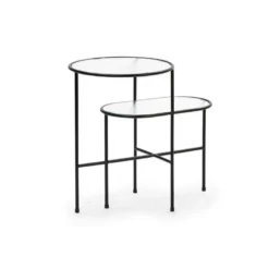 Table D'appoint Ovale Métal Noir/Verre - TEULAT NIX -Pas Cher Mobiliora Magasin table basse 11123819