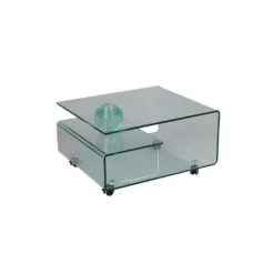 Table Basse Verre Sur Roulettes - CLEAN