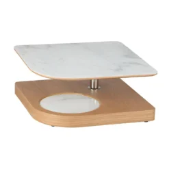 Table Basse Carrée Articulée Bois/Marbre Blanc - LAMPANG