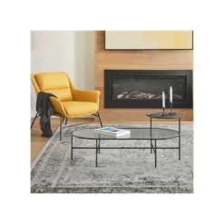 Table Basse Ovale Métal Noir/Verre - TEULAT NIX -Pas Cher Mobiliora Magasin table basse 11130603