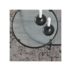 Table Basse Ovale Métal Noir/Verre - TEULAT NIX -Pas Cher Mobiliora Magasin table basse 11130605