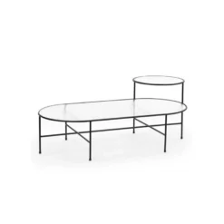 Table Basse Ovale Métal Noir/Verre - TEULAT NIX -Pas Cher Mobiliora Magasin table basse 11130607