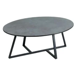 Table Basse Ovale Acier/Céramique Anthracite Mat - JANIE