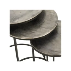 Trio De Tables Gigognes Métal Noir/Gris - BROOKLAND -Pas Cher Mobiliora Magasin table basse 11131803